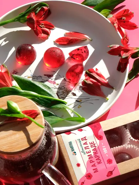 Мармелад цветочный Каркаде в крафтовой упаковке 100 г Мармелад цветочный Каркаде в крафтовой упаковке 100 г